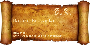Balázs Krizanta névjegykártya
